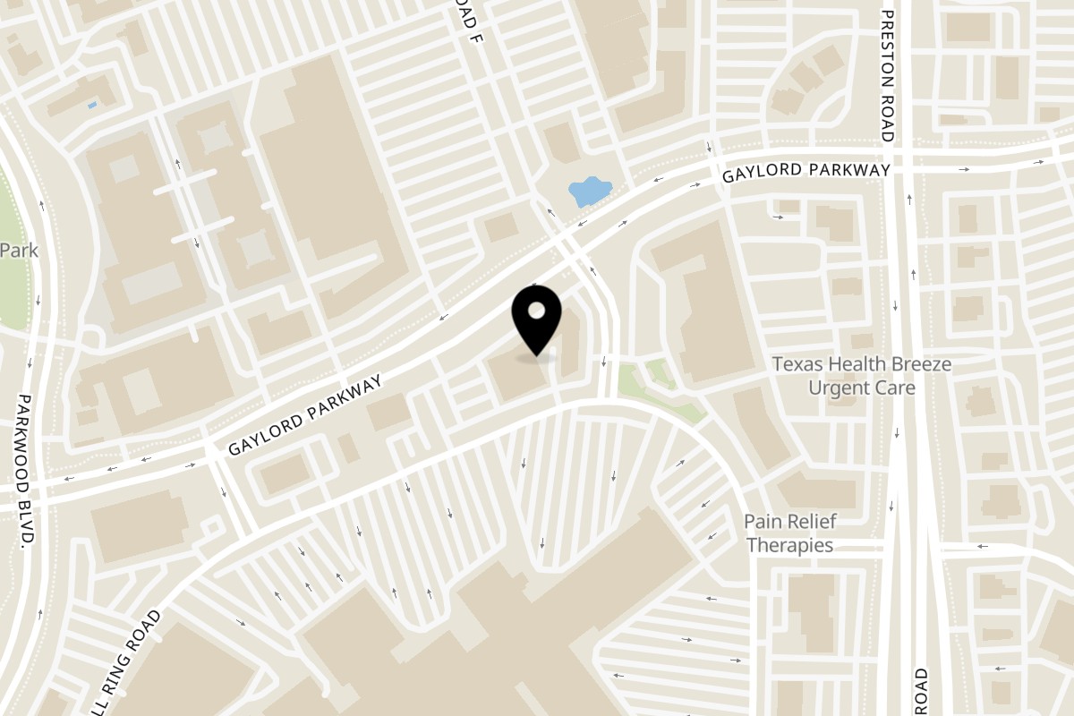 Map showing the location of Halal Buns Frisco on 8549 Gaylord Pkwy in Frisco